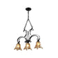 Black Flower Island Pendant Classic Tan Textured Glass 3 Bulbs Dining Room Hanging Ceiling Light Clearhalo 'Ceiling Lights' 'Glass shade' 'Glass' 'Island Lights' Lighting' 222369