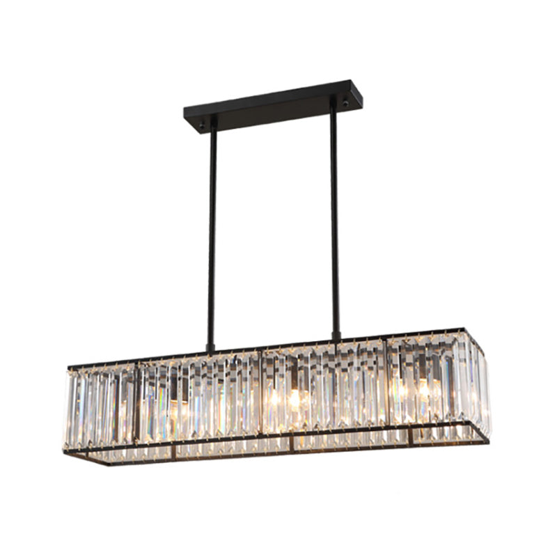 Nordic Rectangle Pendant Chandelier Crystal 3 Heads Hanging Ceiling Light in Bronze Clearhalo 'Ceiling Lights' 'Island Lights' Lighting' 222503