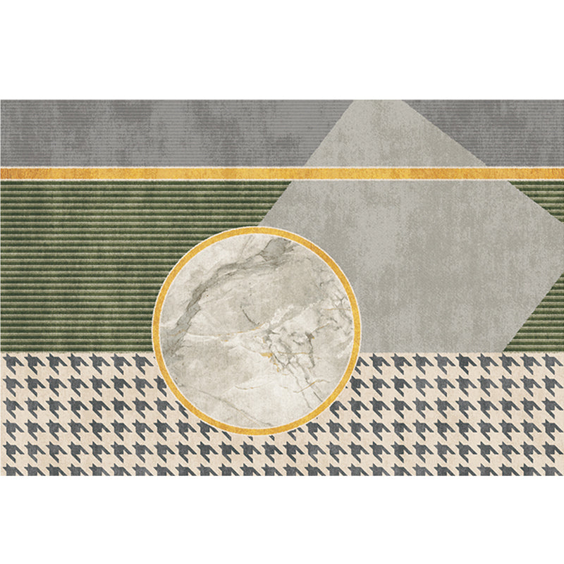Gray Minimalist Rug Cotton Blend Geo Patterned Carpet Stain-Resistant Anti-Slip Indoor Rug for Decoration Grey Design 2 Clearhalo 'Area Rug' 'Rug' 2225207