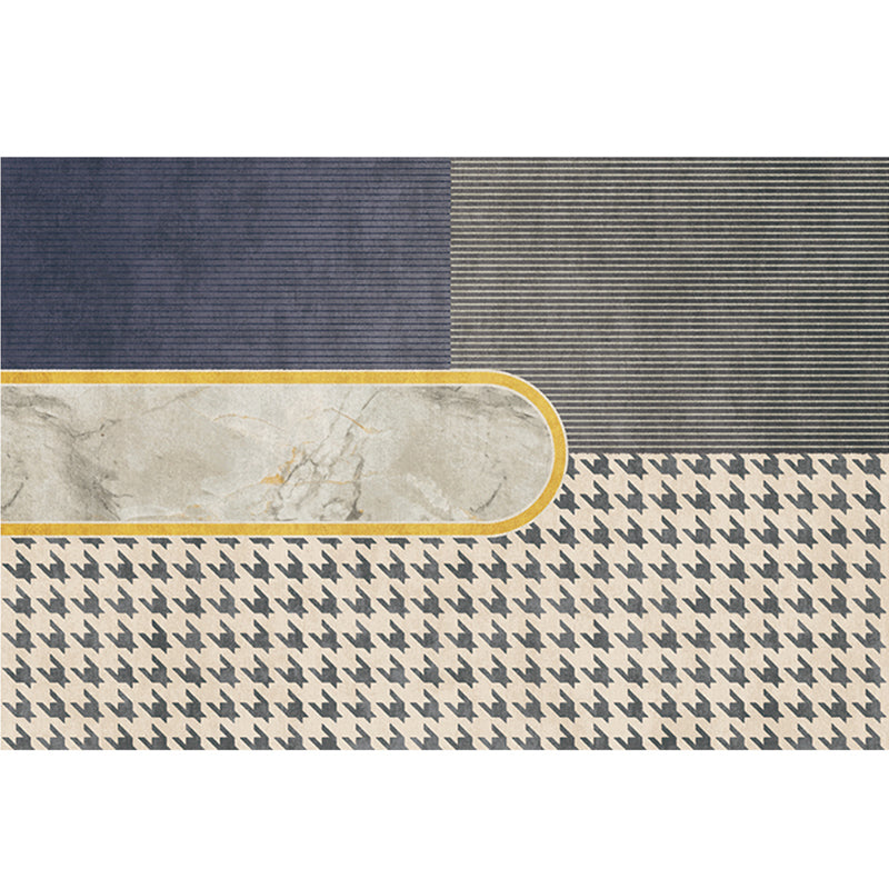 Gray Minimalist Rug Cotton Blend Geo Patterned Carpet Stain-Resistant Anti-Slip Indoor Rug for Decoration Grey Design 3 Clearhalo 'Area Rug' 'Rug' 2225209