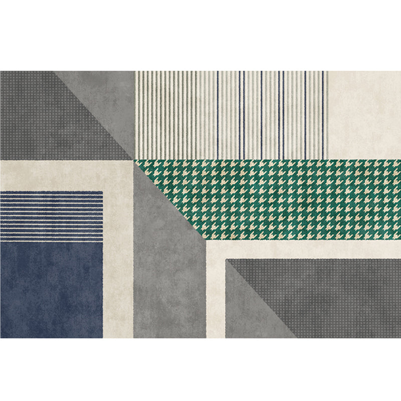 Gray Minimalist Rug Cotton Blend Geo Patterned Carpet Stain-Resistant Anti-Slip Indoor Rug for Decoration Grey Design 12 Clearhalo 'Area Rug' 'Rug' 2225213