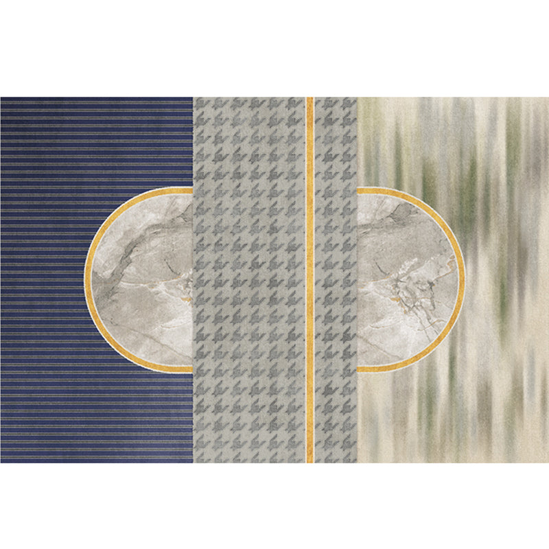 Gray Minimalist Rug Cotton Blend Geo Patterned Carpet Stain-Resistant Anti-Slip Indoor Rug for Decoration Grey Design 5 Clearhalo 'Area Rug' 'Rug' 2225217