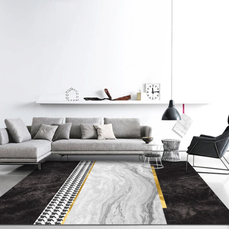 Multi-Colored Living Room Rug Casual Geometric Print Indoor Rug Polypropylene Pet Friendly Washable Carpet Black-Gold Clearhalo 'Area Rug' 'Rug' 2225221