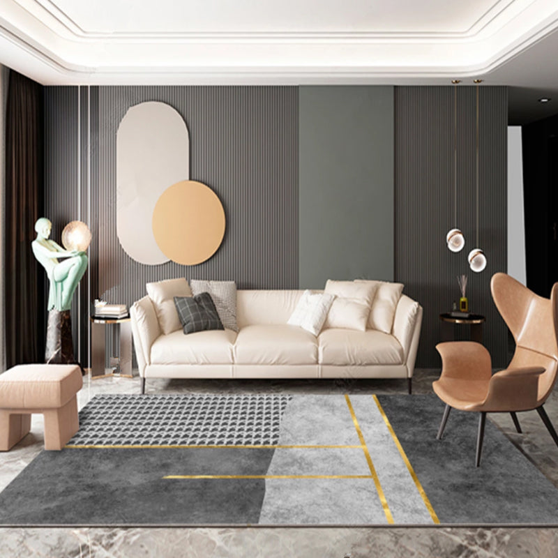 Multi-Colored Living Room Rug Casual Geometric Print Indoor Rug Polypropylene Pet Friendly Washable Carpet Black-Gray Clearhalo 'Area Rug' 'Rug' 2225223