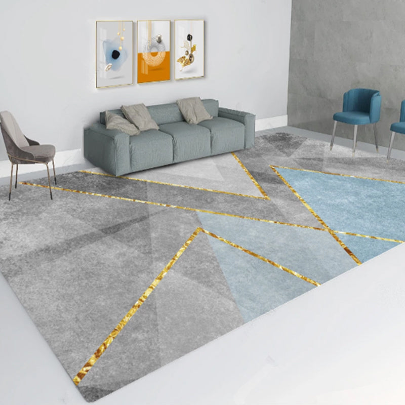 Multi-Colored Living Room Rug Casual Geometric Print Indoor Rug Polypropylene Pet Friendly Washable Carpet Gray-Blue Clearhalo 'Area Rug' 'Rug' 2225226