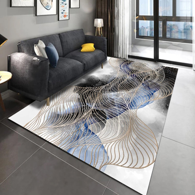 Multi-Colored Living Room Rug Casual Geometric Print Indoor Rug Polypropylene Pet Friendly Washable Carpet Black-Blue Clearhalo 'Area Rug' 'Rug' 2225232