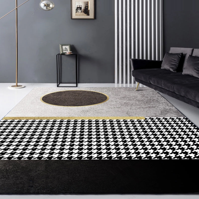 Multi-Colored Living Room Rug Casual Geometric Print Indoor Rug Polypropylene Pet Friendly Washable Carpet Black-White Clearhalo 'Area Rug' 'Rug' 2225234