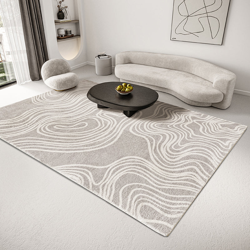 Gray Bedroom Rug Modern Abstract Printed Area Carpet Polyster Non-Slip Backing Washable Indoor Rug Grey Design 5 Clearhalo 'Area Rug' 'Rug' 2225327