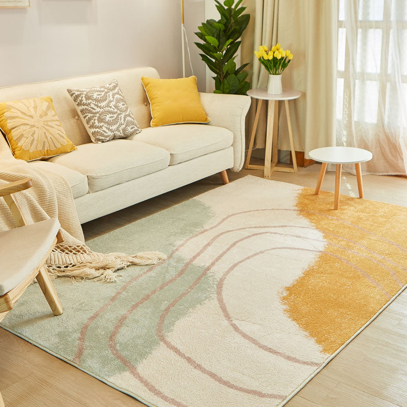 Cute Living Room Rug Multi-Color Colorblock Indoor Rug Cotton Blend Anti-Slip Easy Care Carpet Green-Yellow Clearhalo 'Area Rug' 'Rug' 2225384