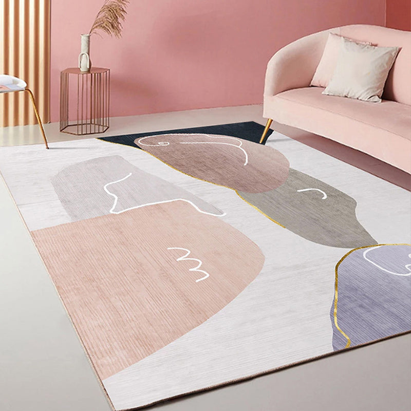 Multi Colored Trendy Rug Polypropylene Colorblock Area Carpet Non-Slip Backing Indoor for Bedroom Light Orange Clearhalo 'Area Rug' 'Rug' 2225387