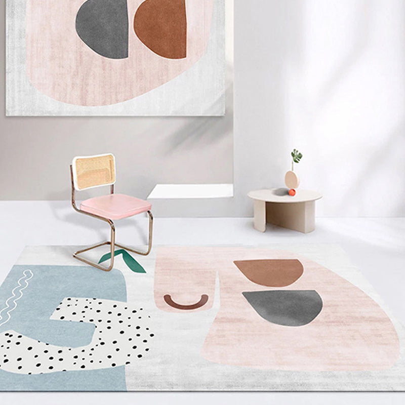 Multi Colored Trendy Rug Polypropylene Colorblock Area Carpet Non-Slip Backing Indoor for Bedroom Pink-Blue Clearhalo 'Area Rug' 'Rug' 2225389