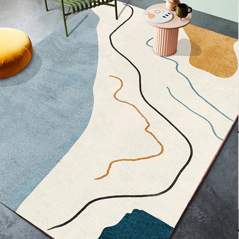 Multi Colored Trendy Rug Polypropylene Colorblock Area Carpet Non-Slip Backing Indoor for Bedroom Blue Clearhalo 'Area Rug' 'Rug' 2225400