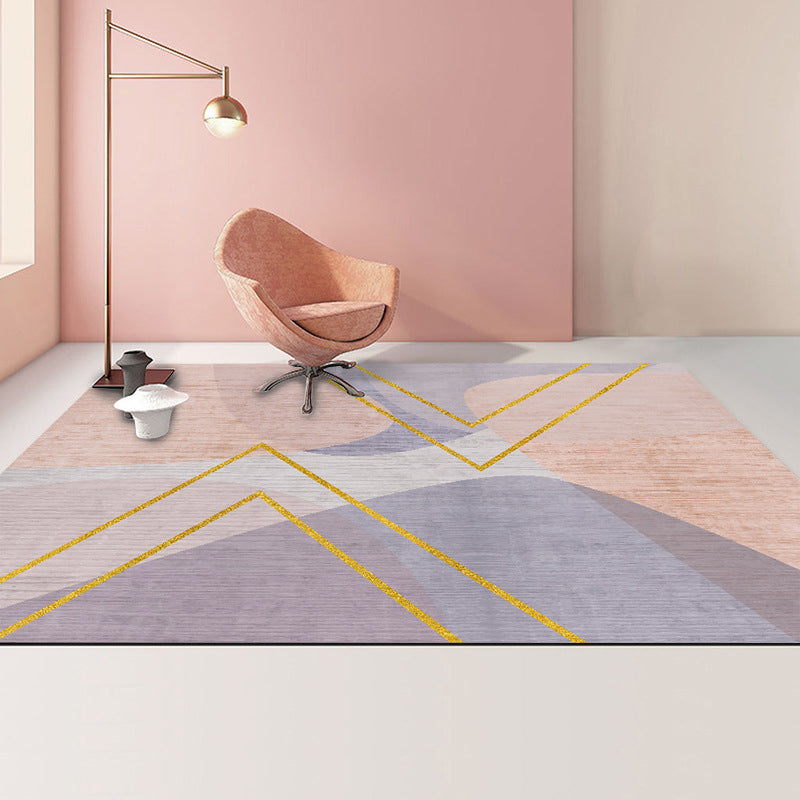 Casual Colorblock Rug Multi-Color Polyster Area Carpet Non-Slip Backing Easy Care Indoor Rug for Home Decor Light Purple Clearhalo 'Area Rug' 'Rug' 2225420
