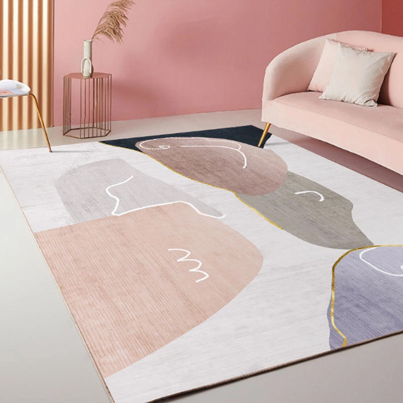 Multi Colored Western Rug Polypropylene Color Block Print Area Carpet Anti-Slip Backing Washable Rug for Bedroom Light Gray Clearhalo 'Area Rug' 'Rug' 2225438