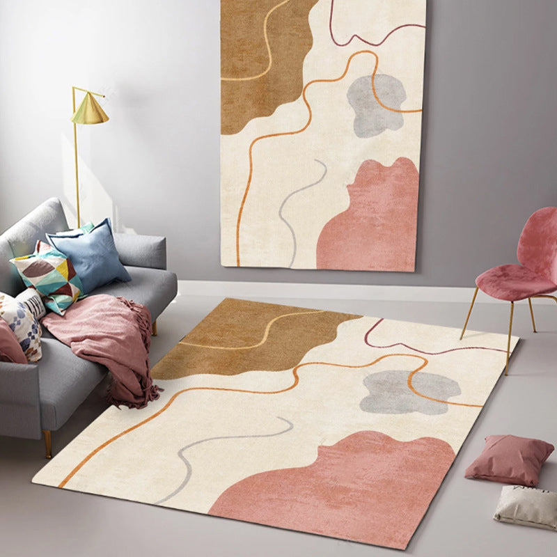 Multi Colored Western Rug Polypropylene Color Block Print Area Carpet Anti-Slip Backing Washable Rug for Bedroom Dark Brown Clearhalo 'Area Rug' 'Rug' 2225453
