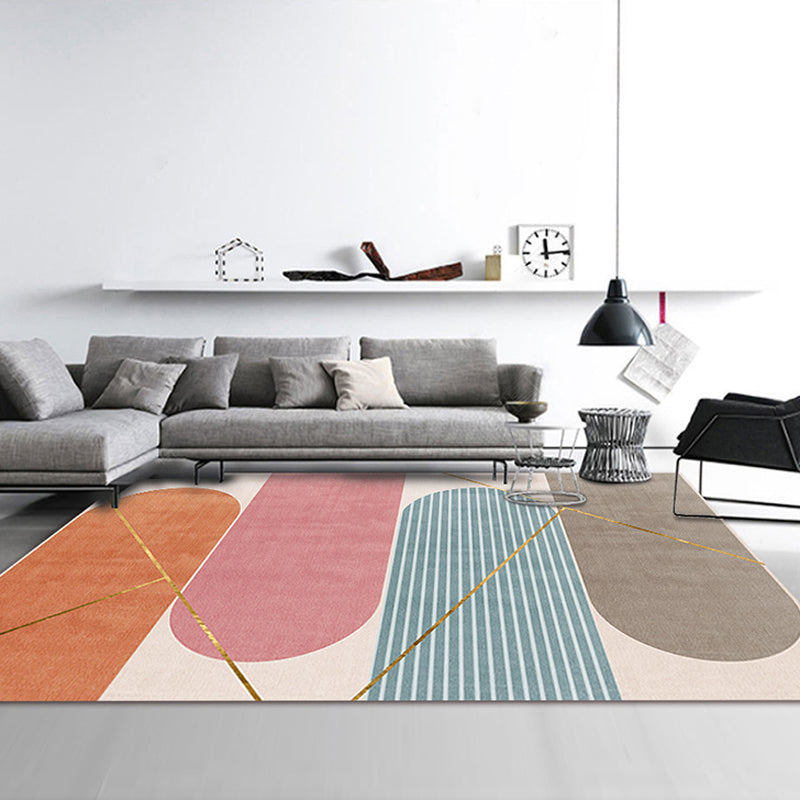 Multi Colored Western Rug Polypropylene Color Block Print Area Carpet Anti-Slip Backing Washable Rug for Bedroom Orange Clearhalo 'Area Rug' 'Rug' 2225460