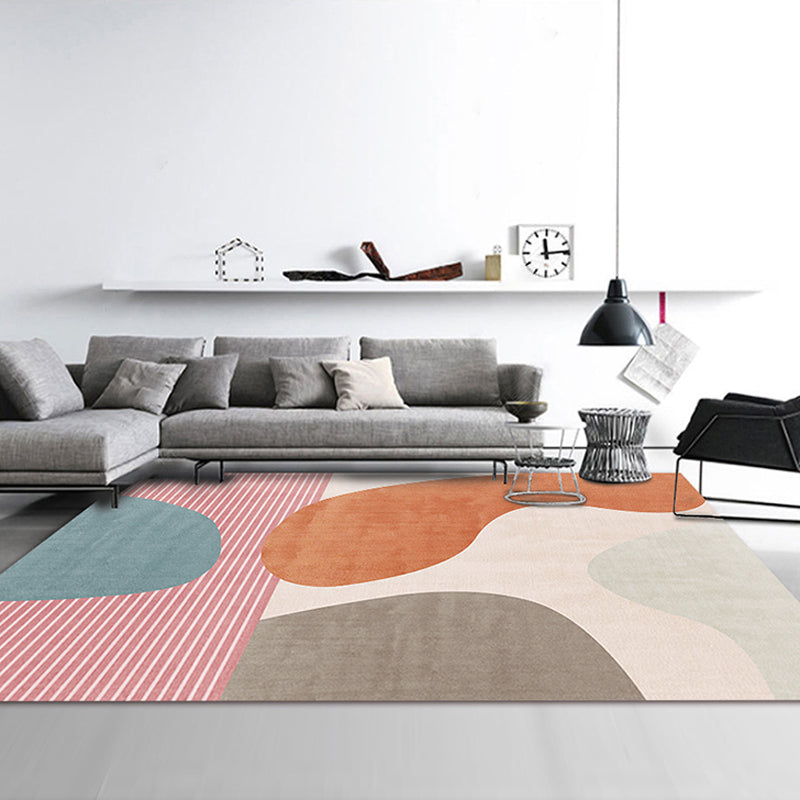 Multi Colored Western Rug Polypropylene Color Block Print Area Carpet Anti-Slip Backing Washable Rug for Bedroom Pink Clearhalo 'Area Rug' 'Rug' 2225461