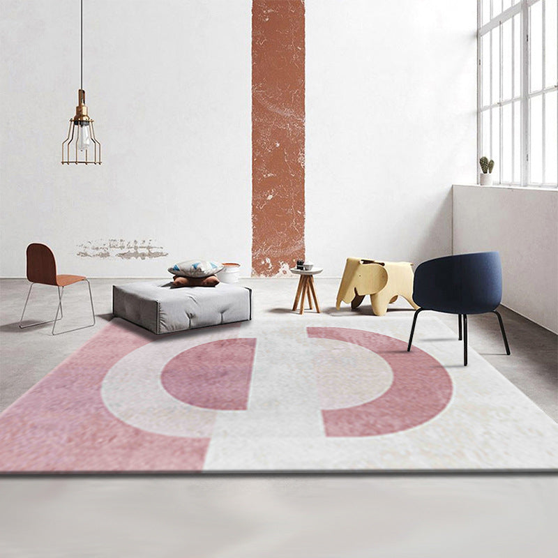 Simple Luxury Rug Multi-Colored Colorblock Carpet Pet Friendly Stain-Resistant Indoor Rug for Living Room White-Pink Clearhalo 'Area Rug' 'Rug' 2225485