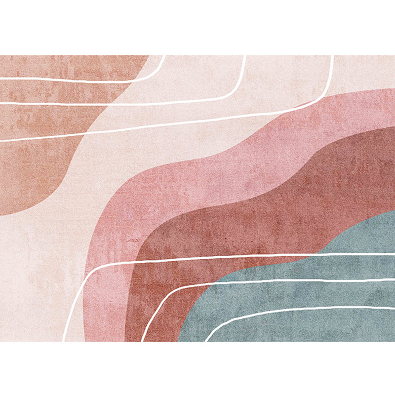Modern Living Room Rug Morandi Color Colorblock Area Carpet Synthetics Non-Slip Washable Rug Pink Clearhalo 'Area Rug' 'Rug' 2225491