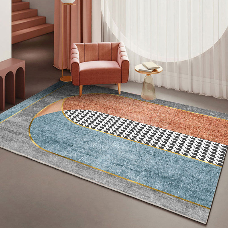 Modern Living Room Rug Morandi Color Colorblock Area Carpet Synthetics Non-Slip Washable Rug Blue-Gray Clearhalo 'Area Rug' 'Rug' 2225495