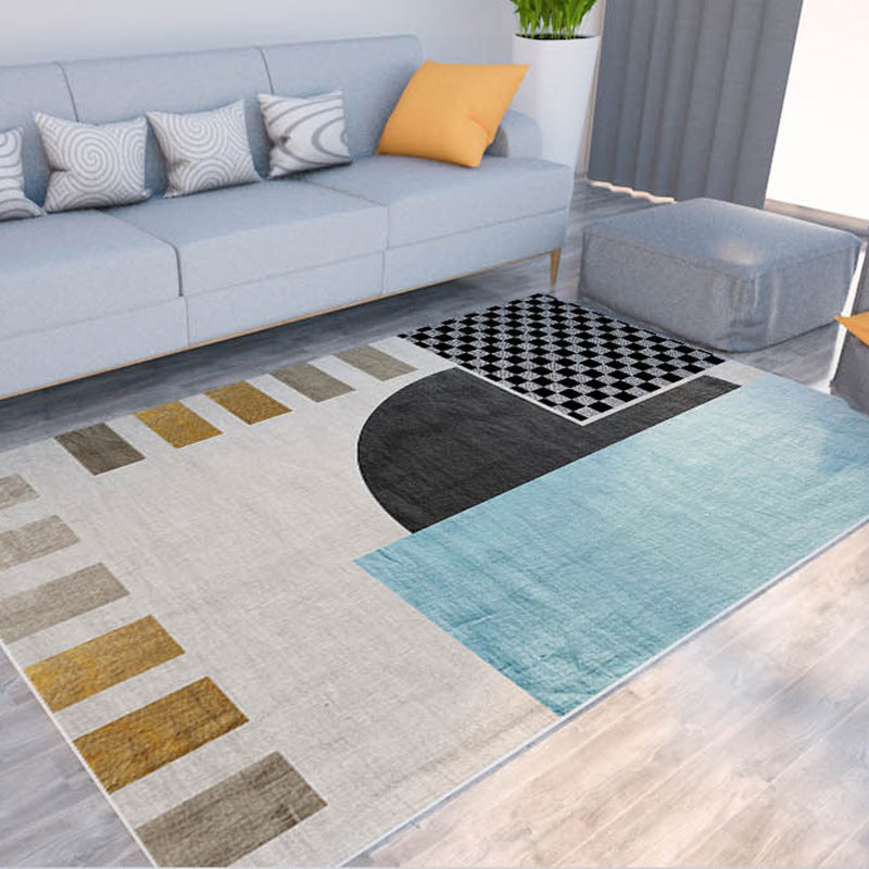 Morandi Color Colorblock Rug Polypropylene Southwestern Rug Stain-Resistant Anti-Slip Backing Carpet for Room Light Blue Clearhalo 'Area Rug' 'Rug' 2225515