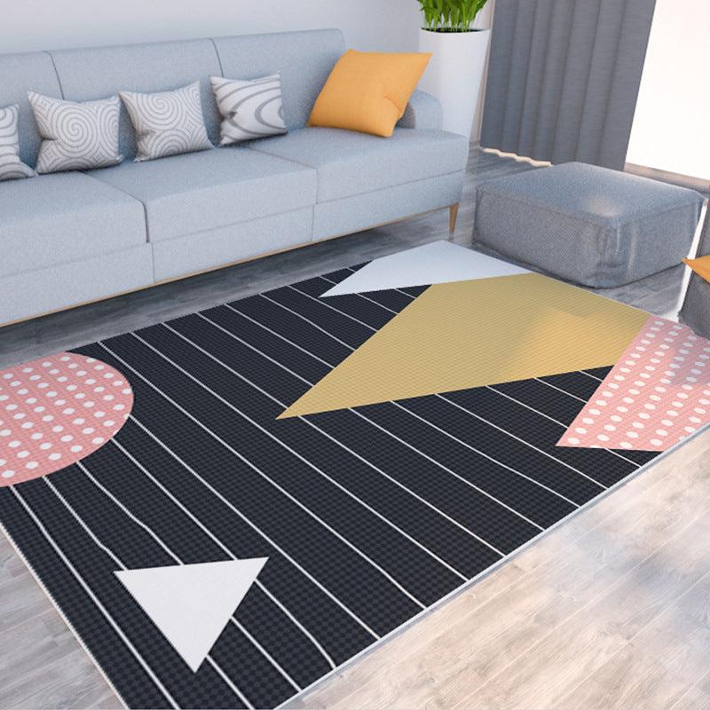 Morandi Color Colorblock Rug Polypropylene Southwestern Rug Stain-Resistant Anti-Slip Backing Carpet for Room Black Clearhalo 'Area Rug' 'Rug' 2225521