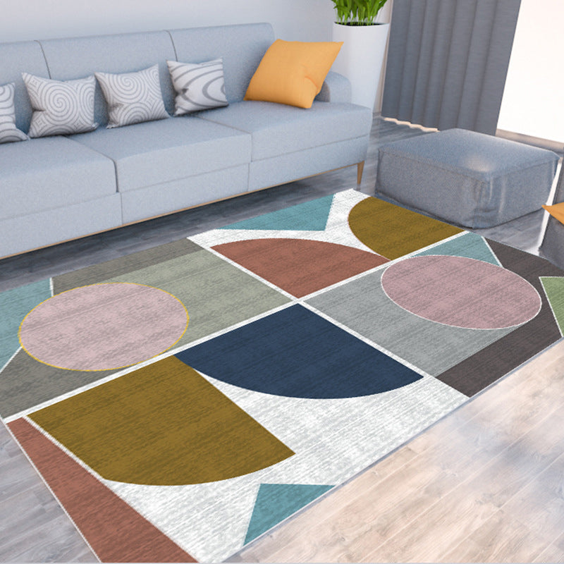 Morandi Color Colorblock Rug Polypropylene Southwestern Rug Stain-Resistant Anti-Slip Backing Carpet for Room Dark Blue Clearhalo 'Area Rug' 'Rug' 2225522