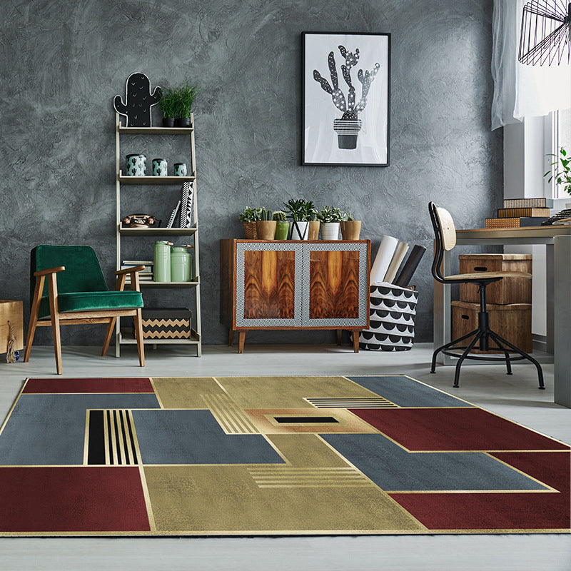 Simple Color Block Rug Multi-Color Polyster Area Carpet Non-Slip Backing Machine Washable Rug for Bedroom Gold Clearhalo 'Area Rug' 'Rug' 2225546