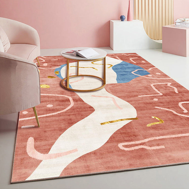 Simple Color Block Rug Multi-Color Polyster Area Carpet Non-Slip Backing Machine Washable Rug for Bedroom Red Clearhalo 'Area Rug' 'Rug' 2225547