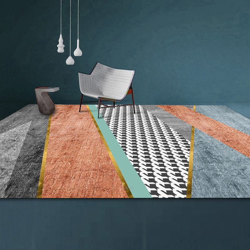 Simple Color Block Rug Multi-Color Polyster Area Carpet Non-Slip Backing Machine Washable Rug for Bedroom Grey Clearhalo 'Area Rug' 'Rug' 2225549