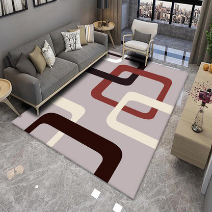 Modern Living Room Rug Multi Color Colorblock Area Carpet Polyster Non-Slip Machine Washable Rug Red Clearhalo 'Area Rug' 'Rug' 2225605