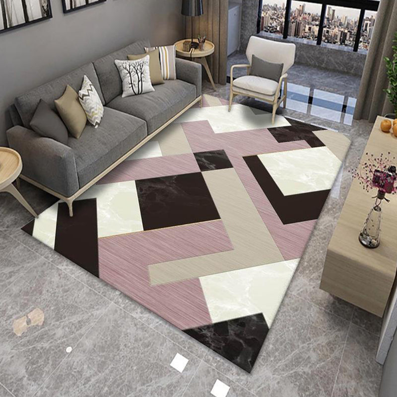 Modern Living Room Rug Multi Color Colorblock Area Carpet Polyster Non-Slip Machine Washable Rug Pink-Black Clearhalo 'Area Rug' 'Rug' 2225614