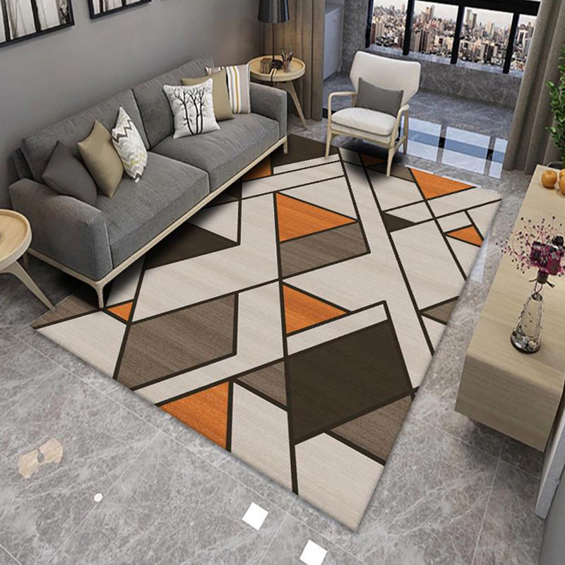 Modern Living Room Rug Multi Color Colorblock Area Carpet Polyster Non-Slip Machine Washable Rug Dark Brown Clearhalo 'Area Rug' 'Rug' 2225615