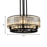 5/8 Bulbs Bedroom Chandelier Modernism Black Hanging Pendant Light with Circular Crystal Shade Clearhalo 'Ceiling Lights' 'Chandeliers' 'Glass shade' 'Glass' Lighting' 222561