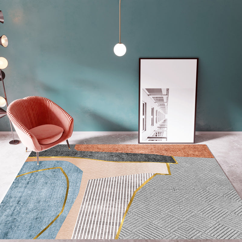 Casual Multi Color Colorblock Rug Polypropylene Nordic Indoor Rug Non-Slip Pet Friendly Carpet for Decor Orange Clearhalo 'Area Rug' 'Rug' 2225647