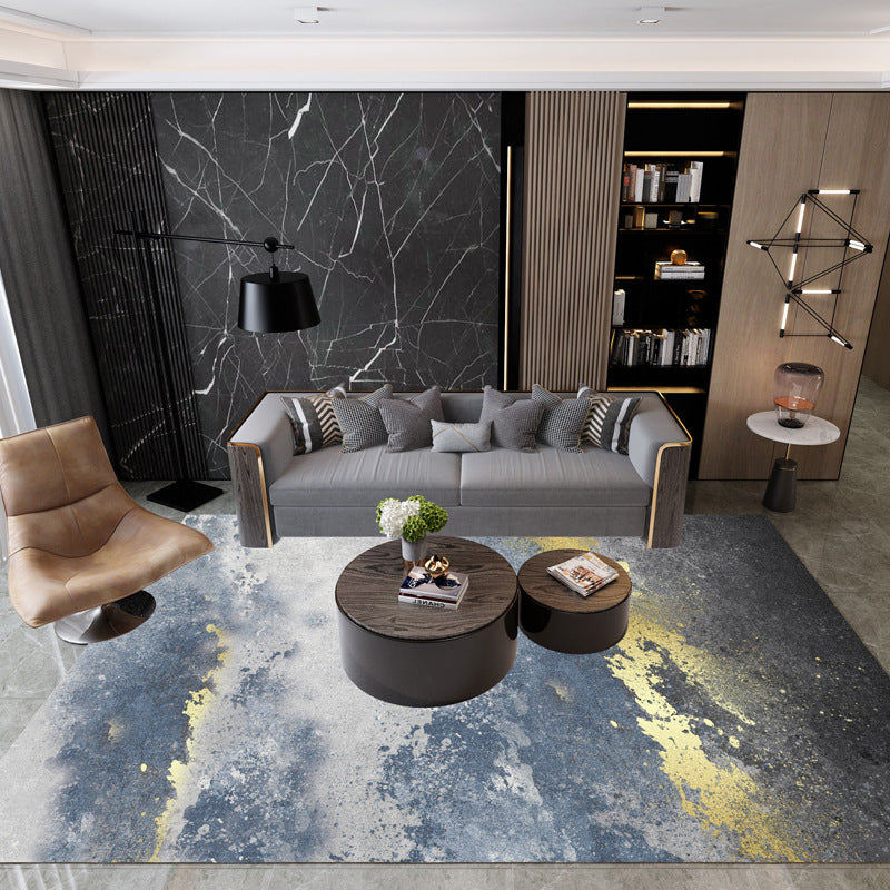 Casual Multi Color Colorblock Rug Polypropylene Nordic Indoor Rug Non-Slip Pet Friendly Carpet for Decor Blue-Yellow Clearhalo 'Area Rug' 'Rug' 2225653