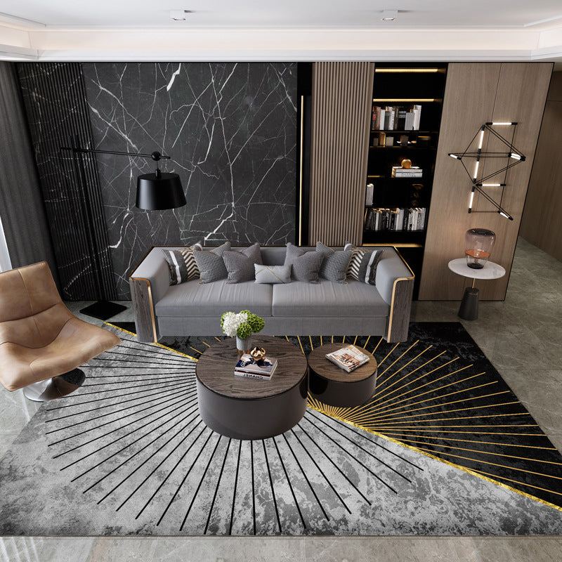 Casual Multi Color Colorblock Rug Polypropylene Nordic Indoor Rug Non-Slip Pet Friendly Carpet for Decor Black-Gray Clearhalo 'Area Rug' 'Rug' 2225654
