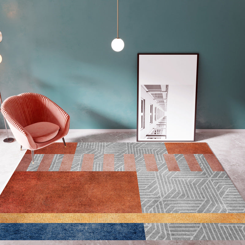 Casual Multi Color Colorblock Rug Polypropylene Nordic Indoor Rug Non-Slip Pet Friendly Carpet for Decor Gray-Yellow Clearhalo 'Area Rug' 'Rug' 2225657