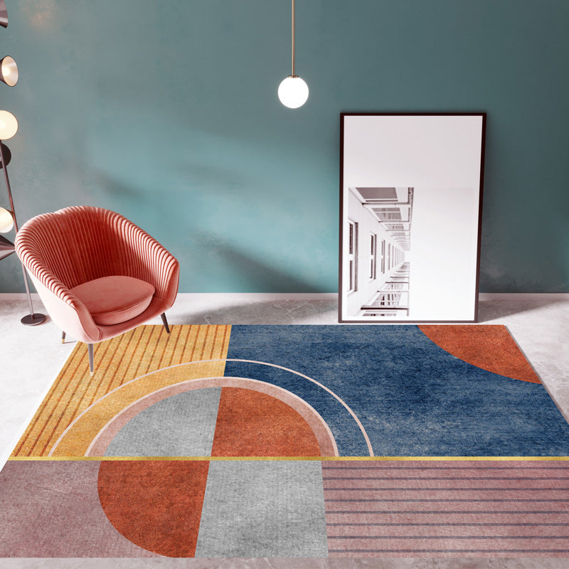 Casual Multi Color Colorblock Rug Polypropylene Nordic Indoor Rug Non-Slip Pet Friendly Carpet for Decor Dark Blue Clearhalo 'Area Rug' 'Rug' 2225659