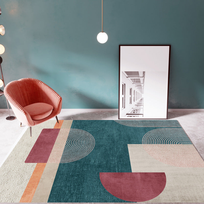 Casual Multi Color Colorblock Rug Polypropylene Nordic Indoor Rug Non-Slip Pet Friendly Carpet for Decor Dark Green Clearhalo 'Area Rug' 'Rug' 2225660