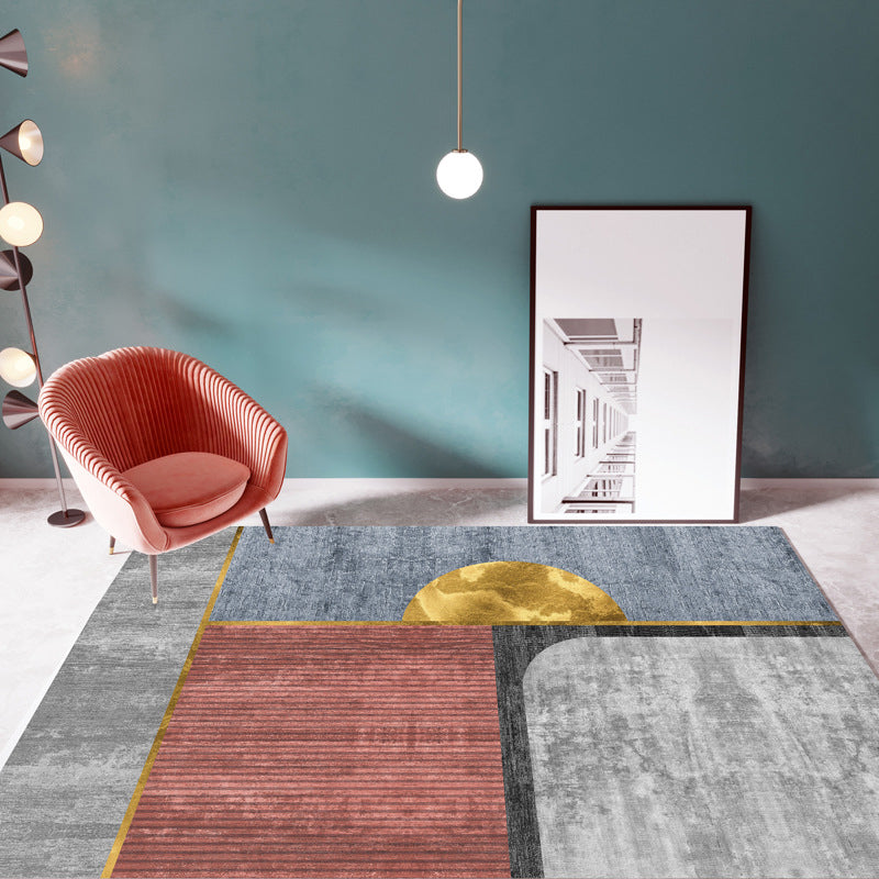 Casual Multi Color Colorblock Rug Polypropylene Nordic Indoor Rug Non-Slip Pet Friendly Carpet for Decor Dark Blue-Gray Clearhalo 'Area Rug' 'Rug' 2225661