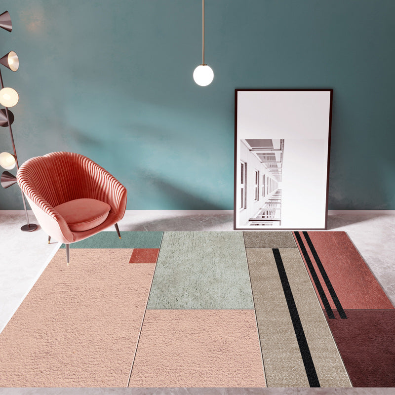 Casual Multi Color Colorblock Rug Polypropylene Nordic Indoor Rug Non-Slip Pet Friendly Carpet for Decor Pink Clearhalo 'Area Rug' 'Rug' 2225663