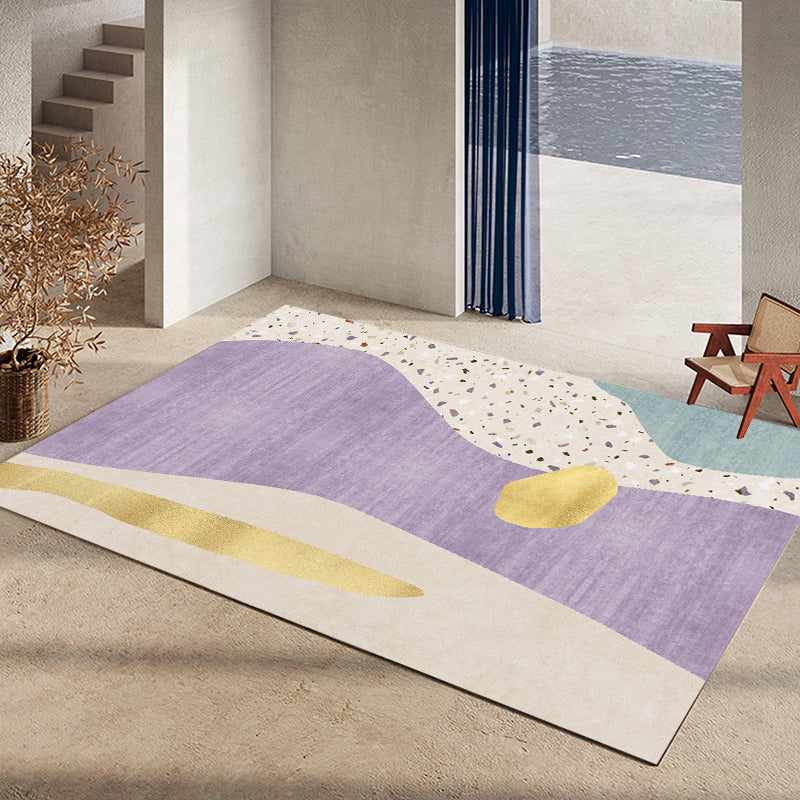 Calming Colorblock Rug Multi Color Cotton Blend Indoor Rug Anti-Slip ...