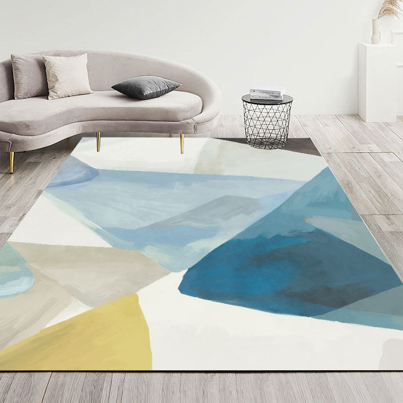 Calming Colorblock Rug Multi Color Cotton Blend Indoor Rug Anti-Slip Backing Machine Washable Carpet for Room Blue-Yellow Clearhalo 'Area Rug' 'Rug' 2225675
