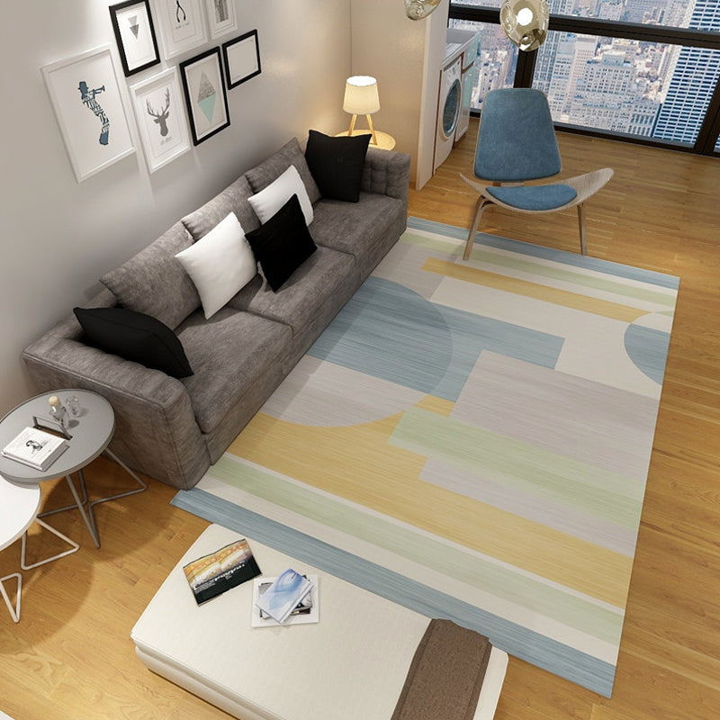 Simple Geo Pattern Rug Multi Colored Polypropylene Area Carpet Easy Care Machine Washable Rug for Living Room Blue-Yellow Clearhalo 'Area Rug' 'Modern' 'Rugs' Rug' 2225757