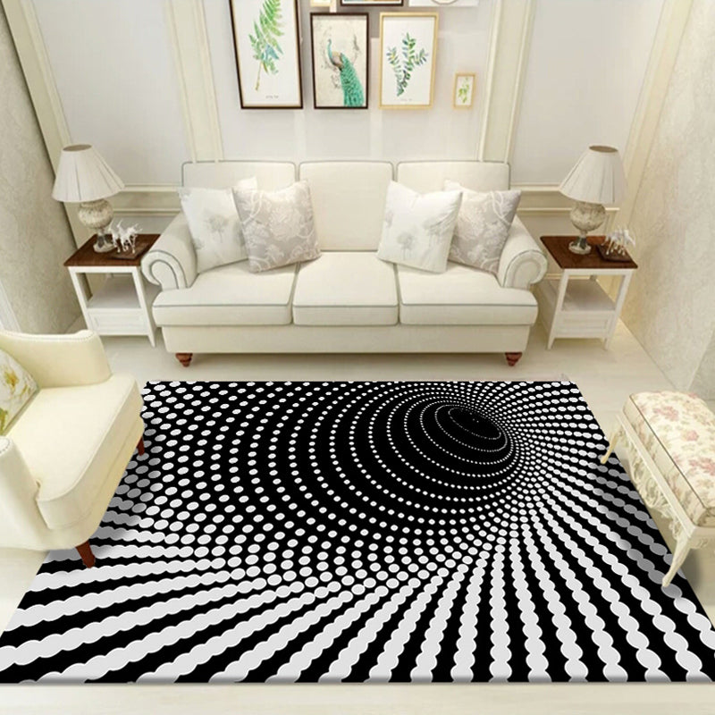 Multi Color Unique Rug Polyster 3D Checker Area Carpet Easy Care Pet Friendly Indoor Rug for Living Room Black-White Clearhalo 'Area Rug' 'Rug' 2225763