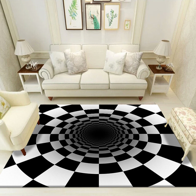 Multi Color Unique Rug Polyster 3D Checker Area Carpet Easy Care Pet Friendly Indoor Rug for Living Room Black Clearhalo 'Area Rug' 'Rug' 2225767