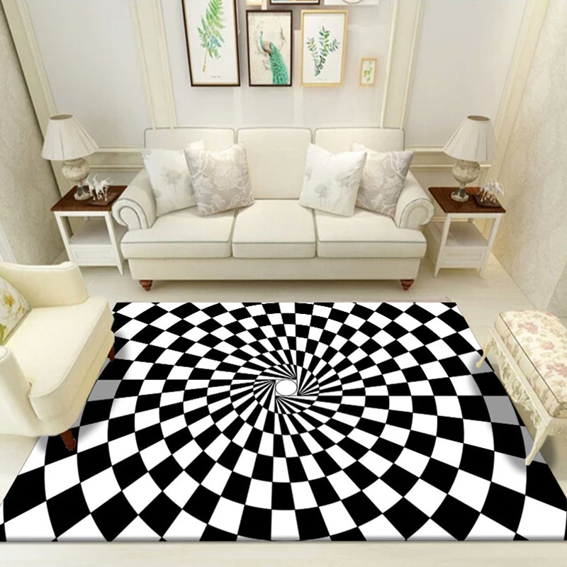 Multi Color Unique Rug Polyster 3D Checker Area Carpet Easy Care Pet Friendly Indoor Rug for Living Room Ivory Clearhalo 'Area Rug' 'Rug' 2225768
