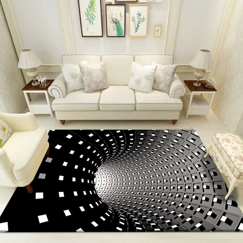 Multi Color Unique Rug Polyster 3D Checker Area Carpet Easy Care Pet Friendly Indoor Rug for Living Room Grey Clearhalo 'Area Rug' 'Rug' 2225769