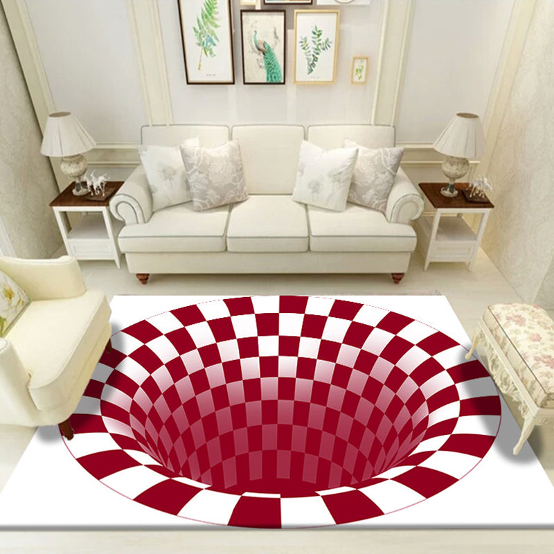 Multi Color Unique Rug Polyster 3D Checker Area Carpet Easy Care Pet Friendly Indoor Rug for Living Room Red Clearhalo 'Area Rug' 'Rug' 2225772